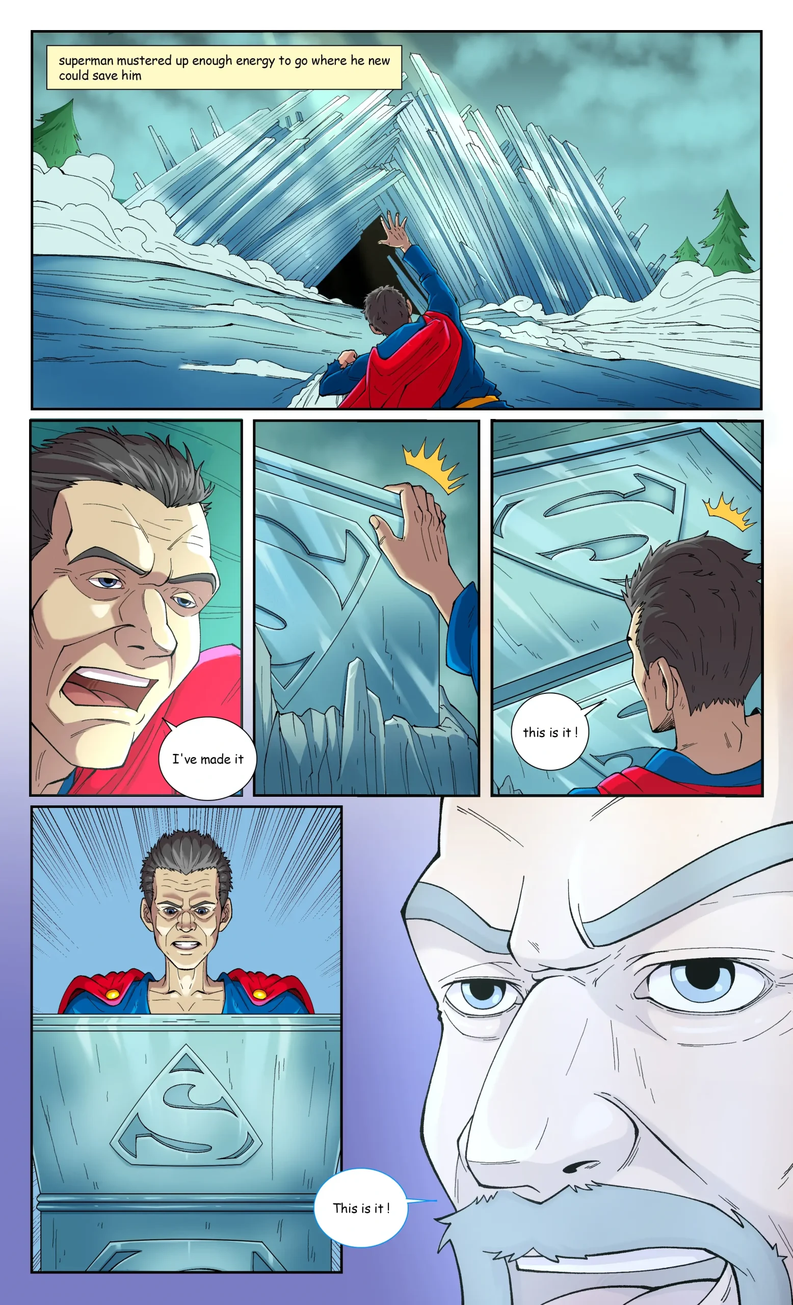 Super Lex comic panel showcasing male muscle growth and Lex Luthor's transformation.