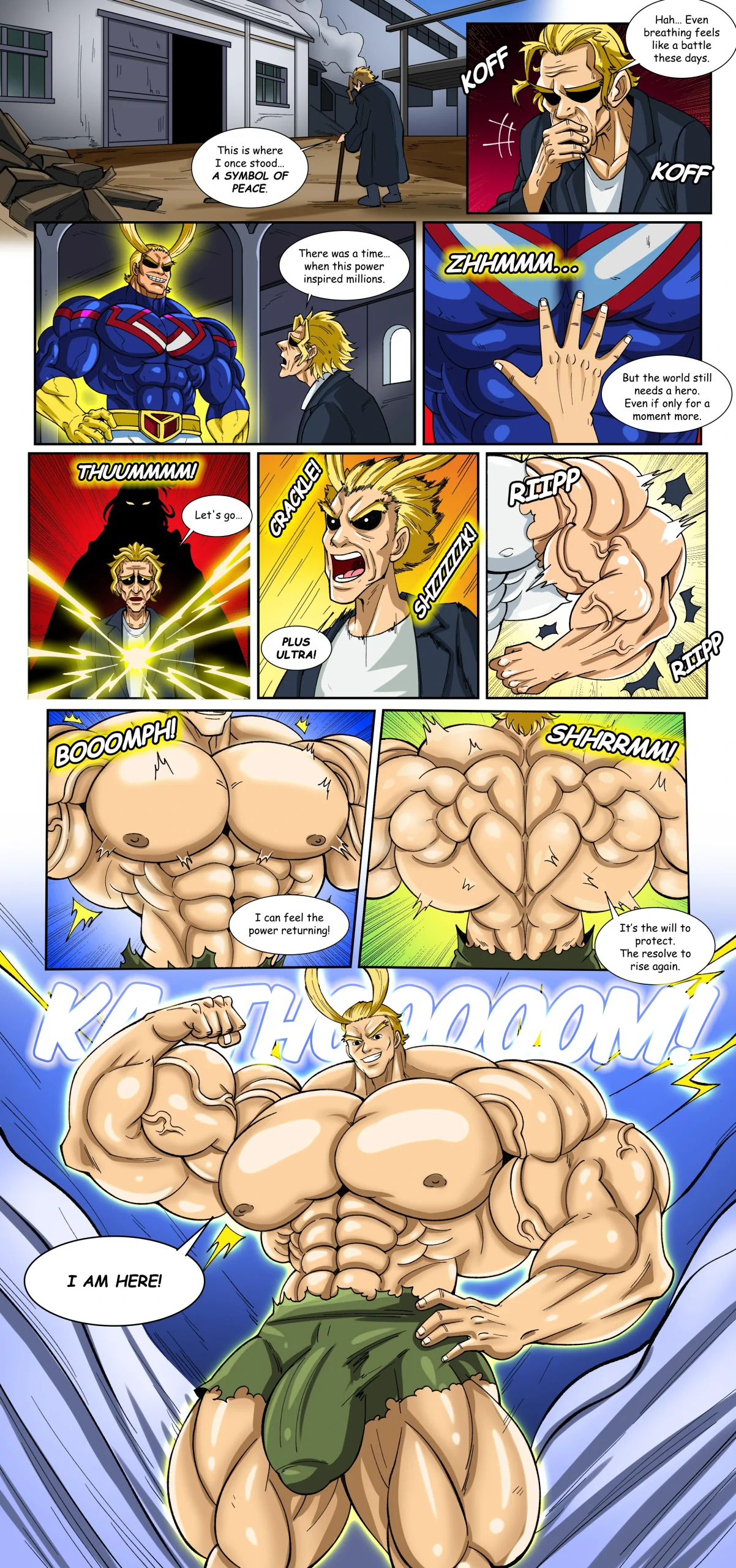All Might muscle growth transformation fan comic – The Embers Rekindled